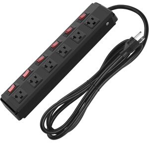 Metal Power Strip Individual Switches 8 Outlets, Heavy Duty Power Strip Surge 6